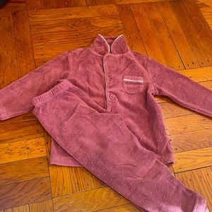 Two piece 3t whipped coco velvet bejeweled pajama set with small pocket girl